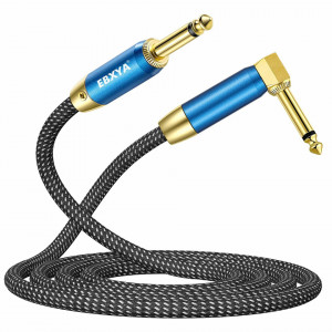 Cablu pentru chitara electrica 6,35 mm EBXYA, nailon/metal, gri/albastru/auriu, 3 m