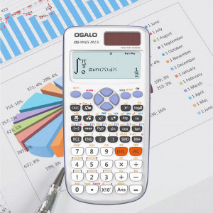 Calculator solar OSALO, argintiu/negru, plastic, 80 x 162 mm
