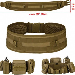 Centura militara pentru vanatoare/camping Selighting, nailon/plastic, maro, 85 x 11 cm