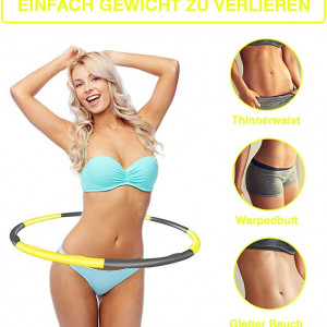 Cerc pentru fitness/masaj Bify, metal/spuma, gri/galben, 88 cm