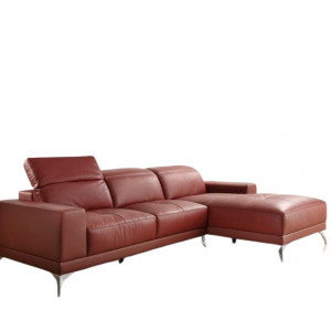 Coltar Florence, tetiere reglabile, piele naturala, rosu, 253 x 173 x 92 cm