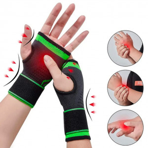 Compresie pentru incheietura mainii Genérico, textil, negru/verde, 15 x 8 x 1 cm