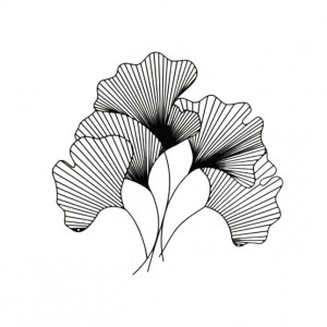 Decor de perete Ginkgo Biloba, metal, negru, 58 x 60 cm