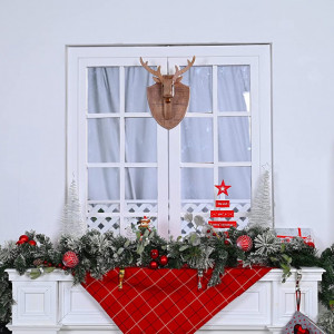 Decoratiune de Craciun Valery Madelyn, ren, lemn, natur, 34 x 25 cm