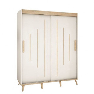 Dulap cu usi glisante Bridgette, alb/maro, 208 x 180 x 62 cm