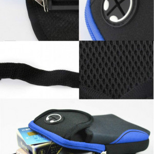 Geanta sport pentru brat MOLIWEN, textil, negru/albastru, 9,5 x 18 x 2 cm