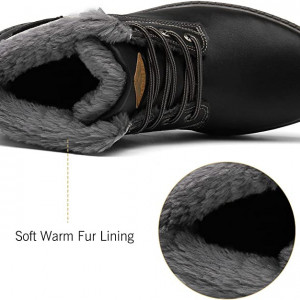 Ghete de iarna cu blana Mishansha, piele sintetica, negru, 37