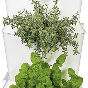 Gradina verticala cu 3 ghivece Minigarden, plastic, alb, 24,6 x 19 x 57 cm