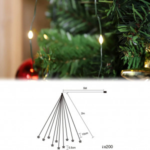 Instalatie pentru bradul de Craciun Salcar, LED, alb cald, 200 cm