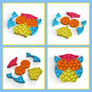 Jucarie anti-stres Pop It puzzle Colorlizard, silicon, multicolor, 15 x 15 cm