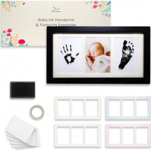 Kit de amprenta cu rama foto pentru bebelusi Supply Store, negru, lemn, 32, 8 x 17, 8 cm
