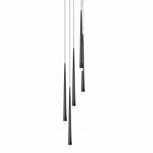 Lustra tip pendul Cluster Stylo, metal, negru, 90 x 31 x 31 cm