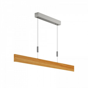 Lustra tip pendul Lise, LED, lemn masiv/metal, argintiu/natur, 107 x 150 cm