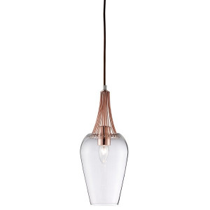Lustra tip pendul WHISK, metal/sticla, rose/negru/transparent, 39 x 105 cm