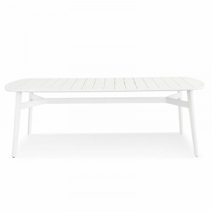 Masa de gradina Arcovio, metal, alb, 74 x 220 x 100 cm
