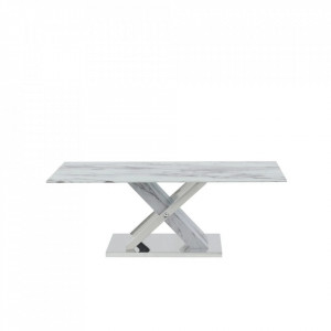 Masa de living Marble by Home Affaire, sticla/ MDF/ metal, efect marmura/ argintiu, 180 x 90 x 78 cm