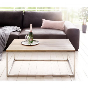 Masuta de cafea Parkhurst, lemn/ metal, maro/argintiu, 40 x 100 x 57 cm