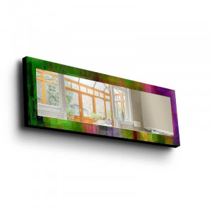 Oglinda de perete Arneson, lemn masiv, multicolor, 120 x 40 x 1 cm