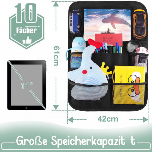 Organizator pentru scaunul auto BLESION, poliester, negru, 42 x 61 cm