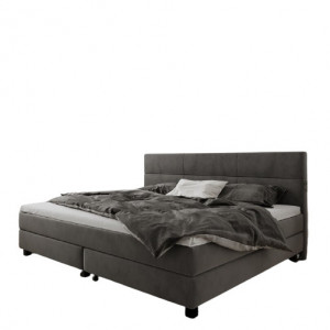 Pat boxspring cu topper Sigmund, gri, 120 x 240 x 200 cm