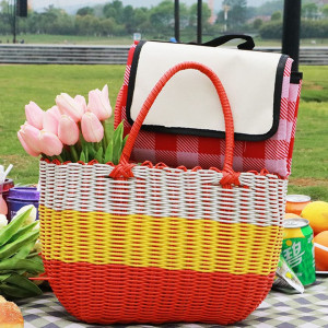 Patura pentru picnic Smilbaley, PVC, roz/alb, 150 x 200 cm