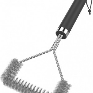 Perie pentru gratar TNTOR, otel inoxidabil/lemn, argintiu/negru, 31,5 cm