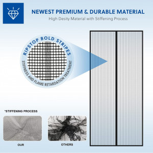 Plasa magnetica pentru insecte HOMFINE, poliester, negru, 110 x 220 cm