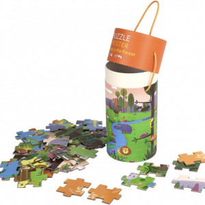 Puzzle cu 63 piese pentru copii OhMill, hartie, animale, multicolor, 48 x 33 cm