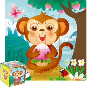 Puzzle pentru copii MazCo, lemn, multicolor, 14 x 14 x 0,5 cm