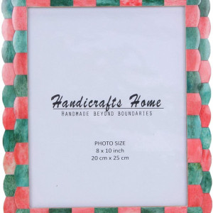 Rama foto Handicrafts, MDF/metal/plexiglas, rosu/verde/natur, 20 x 25 cm