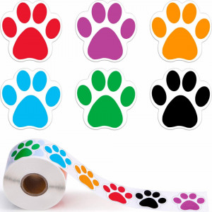 Rola cu 600 autocolante in forma de urma de animale Boao, hartie, multicolor, 3,8 cm