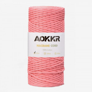 Rola macrame Aokkr, bumbac, roz 100 m