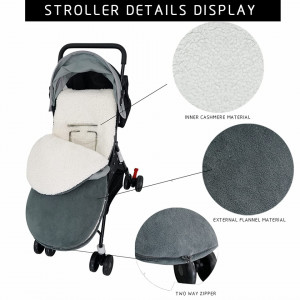 Sac de dormit pentru bebelusi LEcylankEr, blana/textil, alb/gri, 45 x 86 cm
