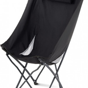 Scaun de camping pliabil Easy Outdoor, textil/metal, negru, 60 x 55 x 90 cm