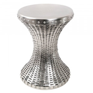 Scaun decorativ Luker, metal, argintiu, 48 x 35 x 35 cm