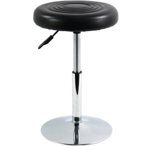 Scaun pentru salon FURWOO, metal/piele sintetica, rotativ, argintiu/negru, 38,5 - 52,5 x 33,7 x 30 cm
