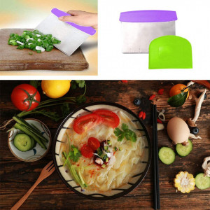 Set 2 piese multifunctionale pentru patiserie INTVN, otel inoxidabil/plastic, verde/mov/argintiu, 15 x12,3 cm