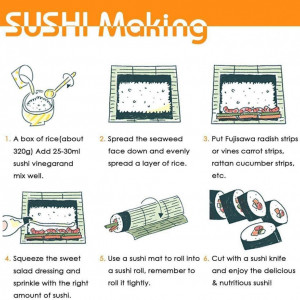 Set de 10 accesorii pentru sushi Killow, bambus, natur