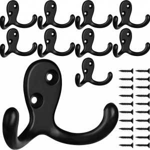 Set de 10 carlige Bosdontek, zinc, negru, 7,3 x 4,8 cm