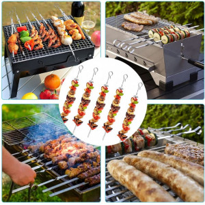 Set de 10 frigarui pentru gratar FAVENGO, otel inoxidabil, argintiu, 35 cm