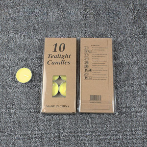 Set de 10 lumanari decorative HEIGOO, ceara/metal, galben, 1,5 - 2 ore, 3,5 x 1 cm