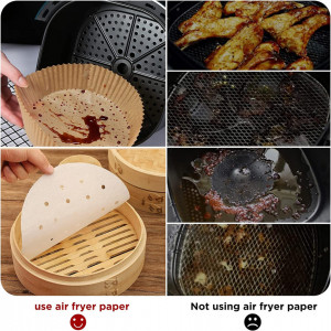Set de 100 hartii de copt pentru friteuza Simpeak, maro/alb, 16 cm