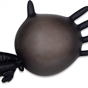 Set de 100 manusi de unica folosinta Hyunshuo, latex, negru, XL