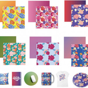 Set de 12 foi de transfer LUCKIGUCK, multicolor, 30,5 x 30,5 cm