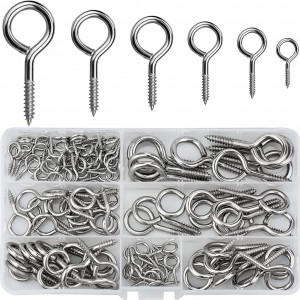 Set de 120 suruburi cu ochi Wandefol, otel carbon, argintiu