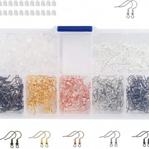 Set de 180 de carlige si 200 capace pentru cercei Naler, metal/plastic, multicolor, 20 x 18 mm