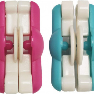 Set de 2 accesorii pentru creare pom pom HEIGOO, plastic, albastru/roz, 4,5 × 2,3 cm, 4,5 × 2,5 cm