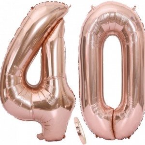 Set de 2 baloane pentru aniversare 40 ani Feelairy, folie, rose, 100 cm
