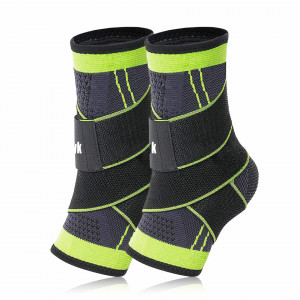 Set de 2 bandaje de compresie reglabile Lurgote, nailon/latex, negru/verde, XL
