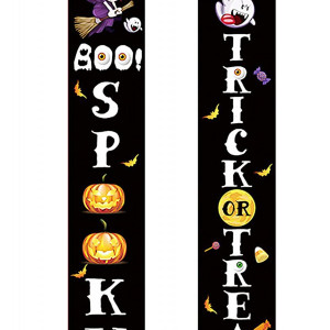Set de 2 bannere pentru Halloween ZoneYan, tesatura Oxford, multicolor, 30 x 180 cm